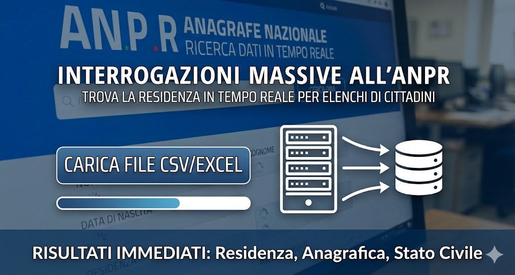 Interrogazione massiva ANPR residenza, decessi esistenza in vita, stato di famiglia